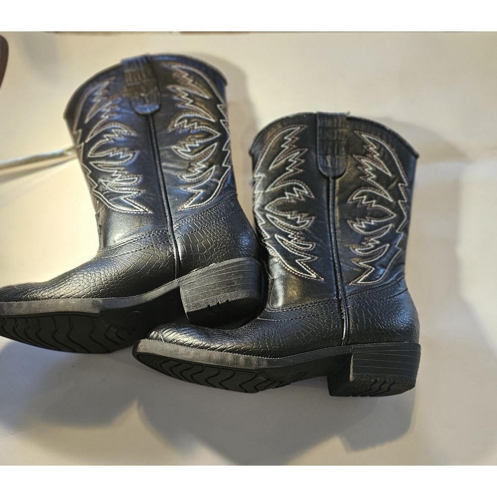 Smart Fit Black Alligator Embossed Cowboy Boots Kids/ Youth Size 11 Style 136190